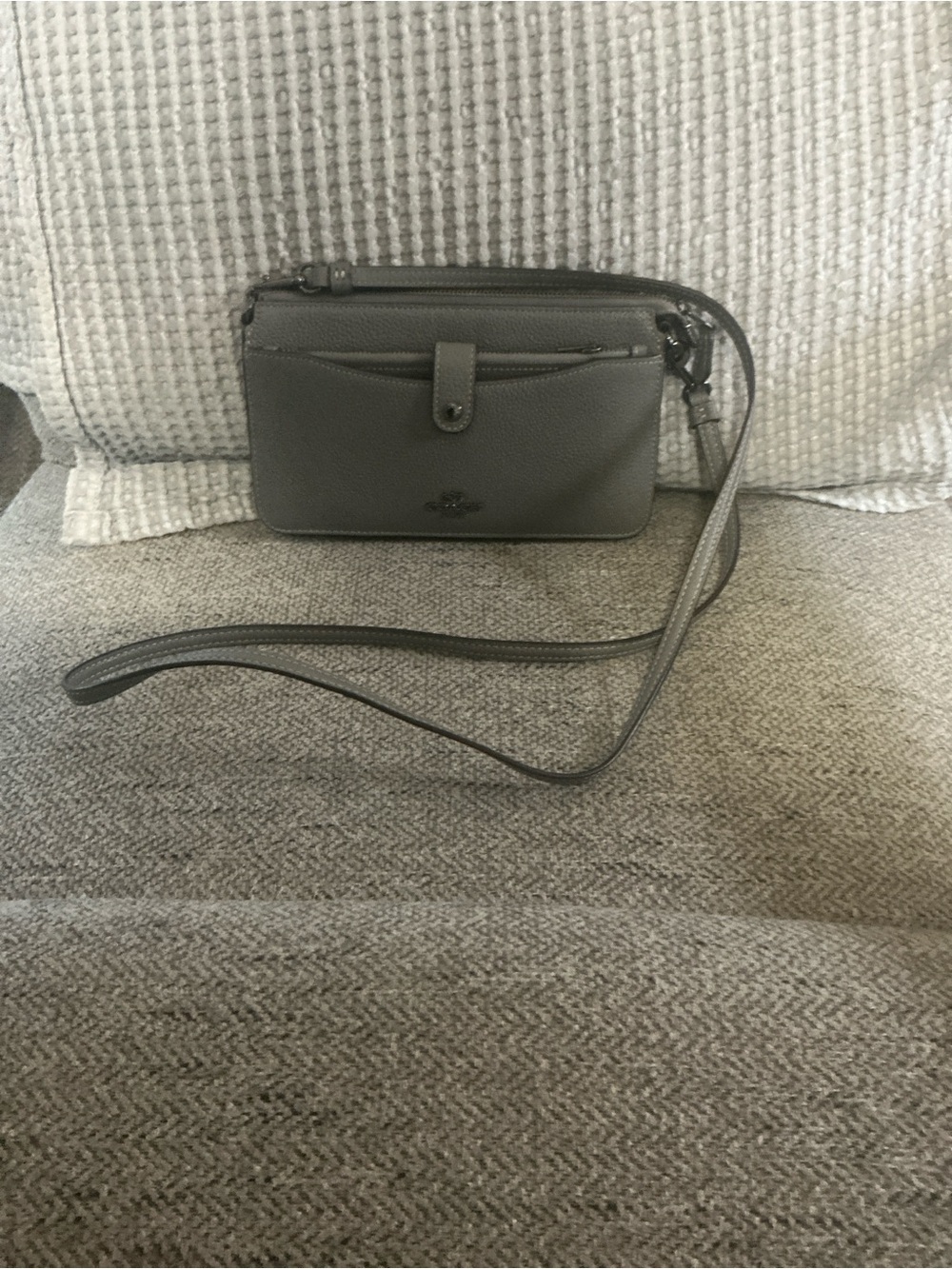 Coach Noa Pop-Up Messenger Crossbody Bag in pebble gray leather